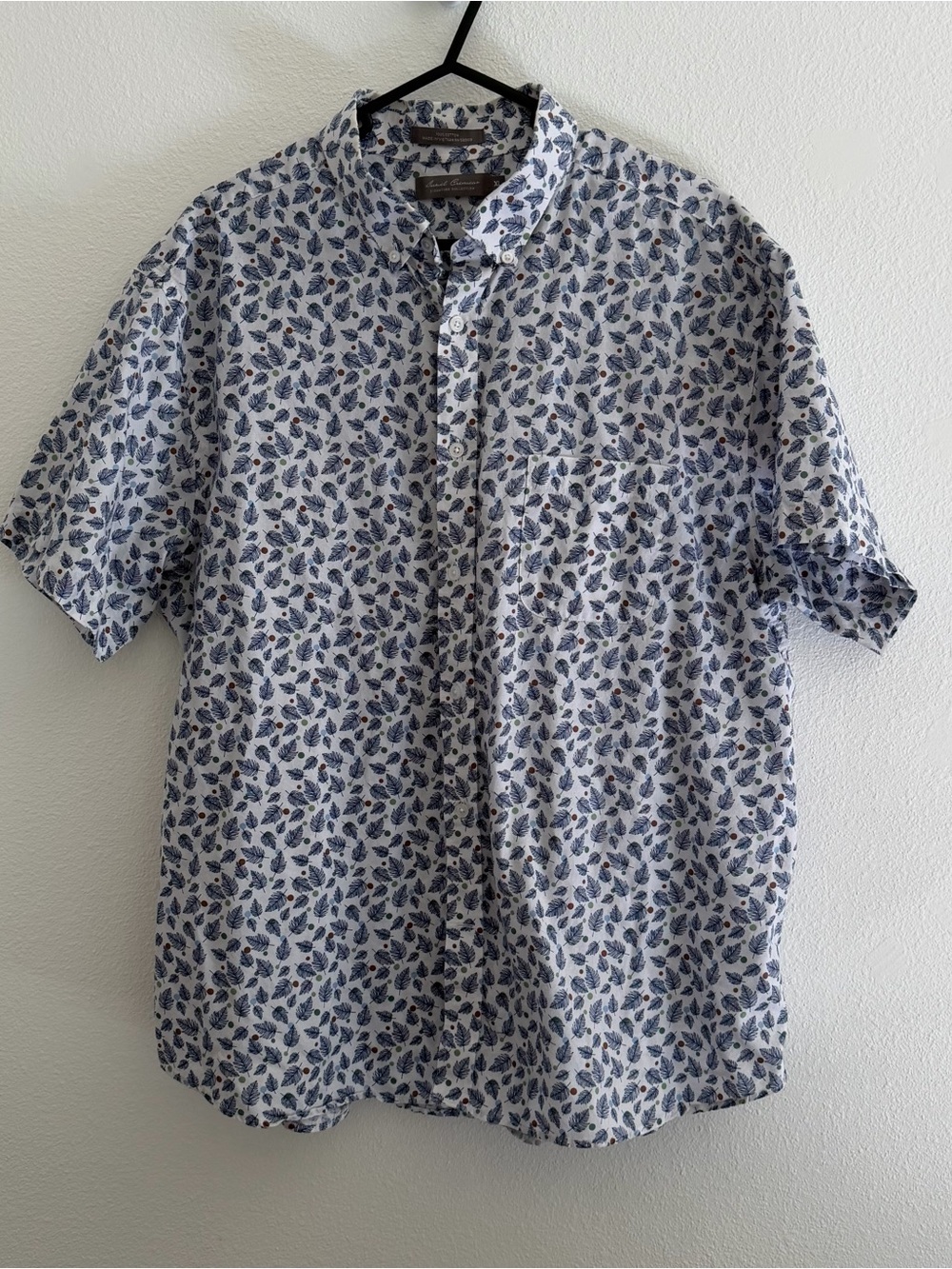 Daniel Cremieux 100% cotton Leaf-Print Short-Sleeve Button-Down Shirt